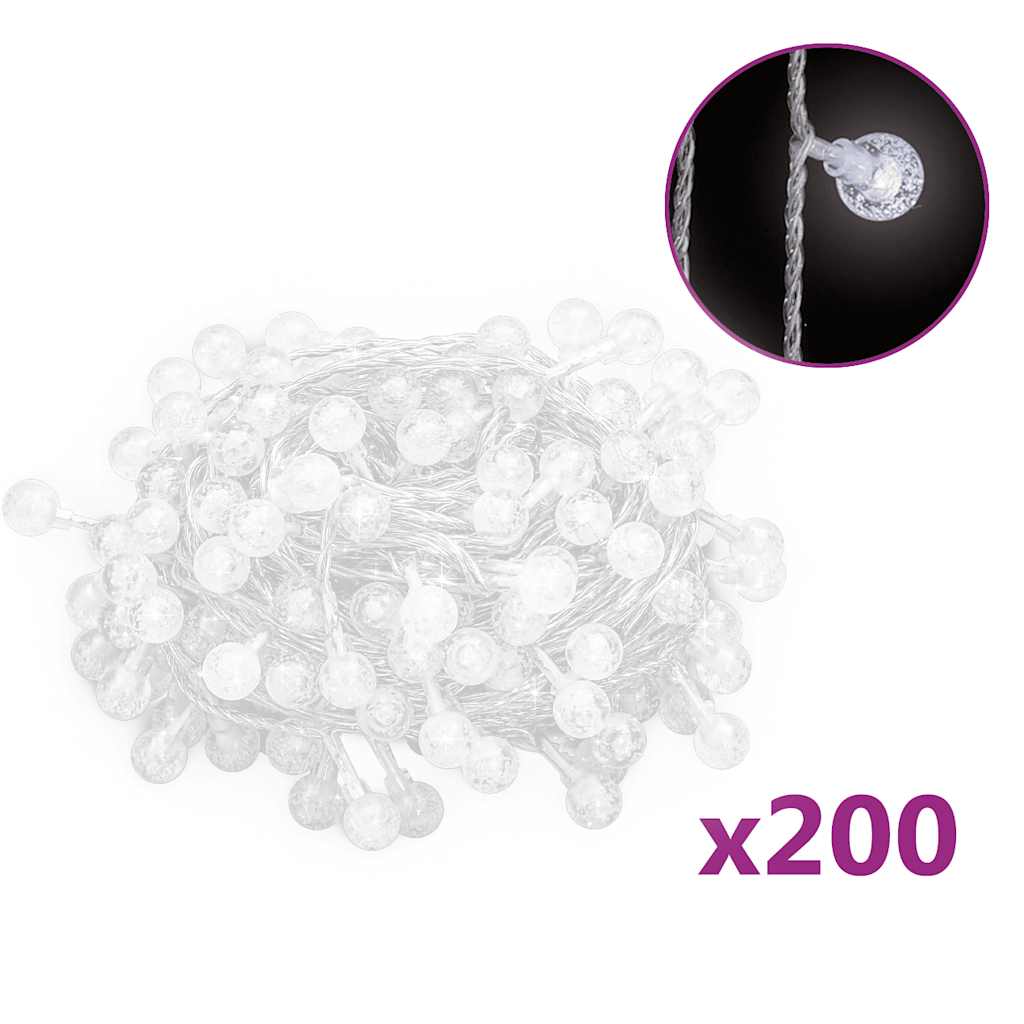 VidaXL Lichterkabel mit 200 LEDs, 8 Funktionen, kaltweiß, 20 m