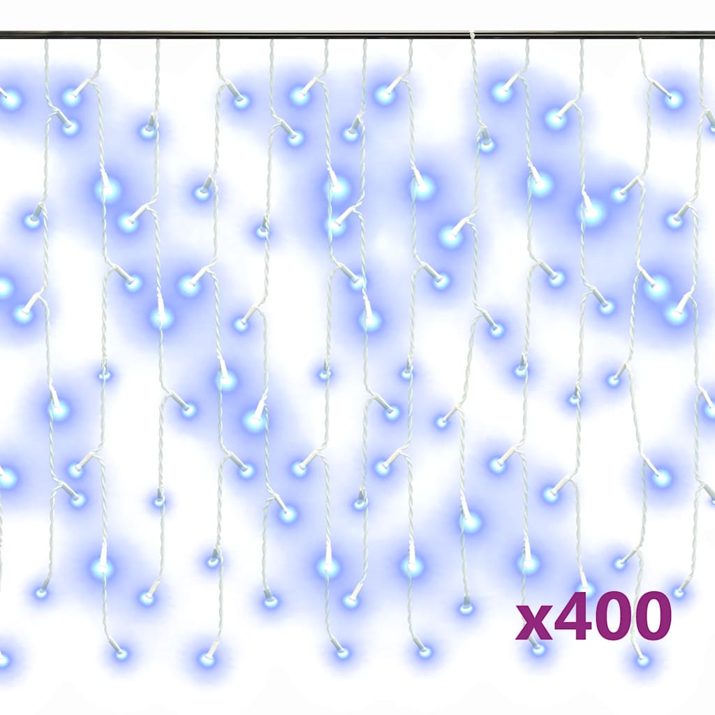 VIDAXL Light Vorhang mit 400 LEDs und 8 Funktionen 10 m blau