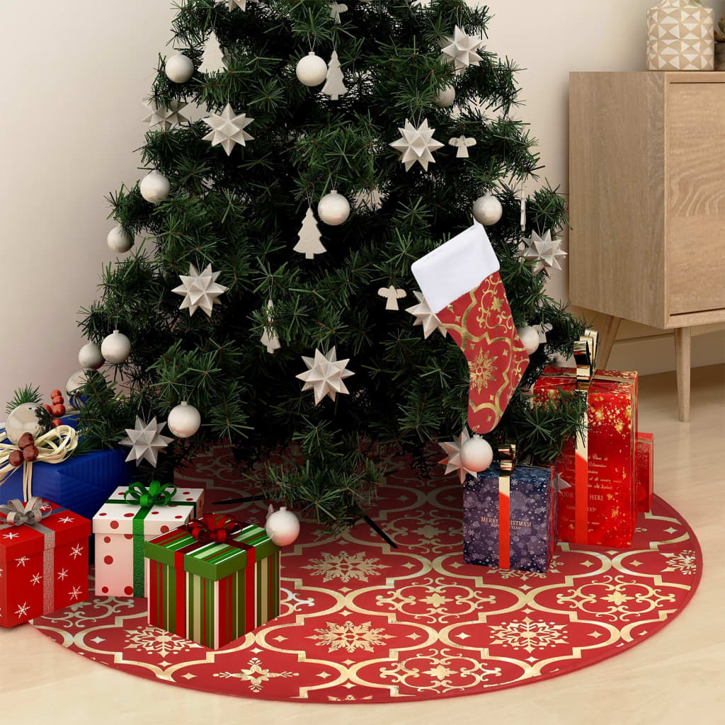 Vidaxl Weihnachtsbaumrock Luxus mit Socke 122 cm Stoff rot