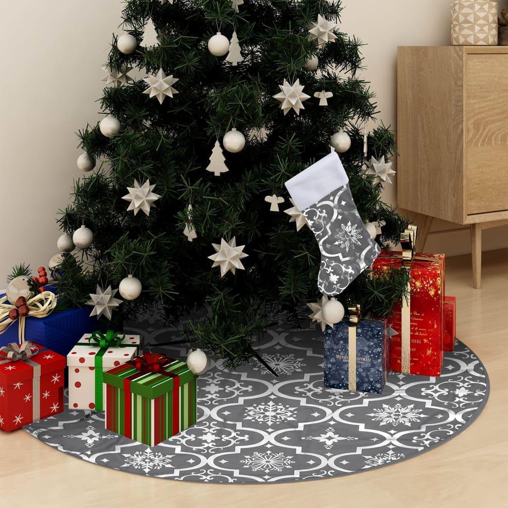 VidaXL Weihnachtsbaumrock Luxus mit Socke 150 cm Stoff Grau