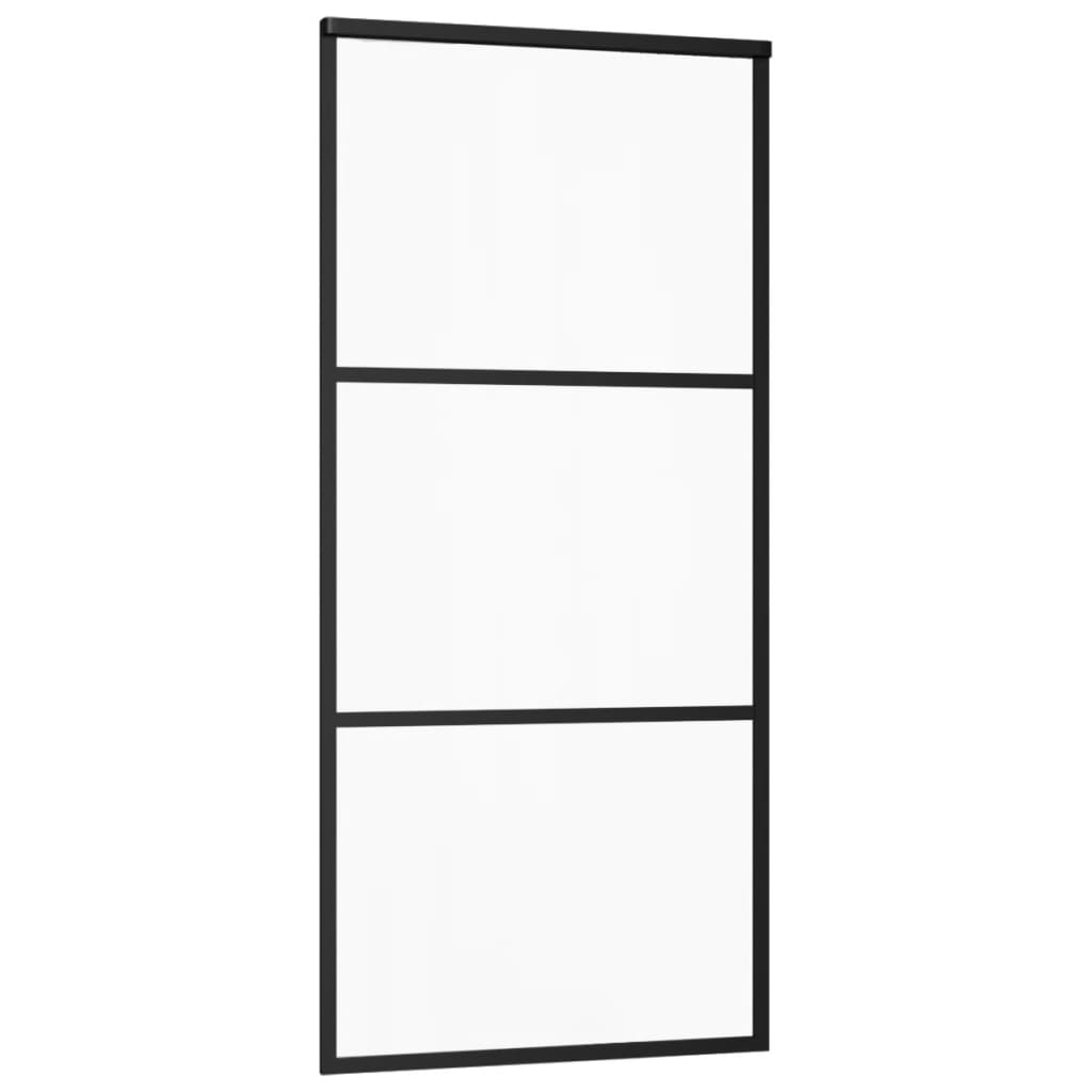 Vidaxl Schiebetür 90x205 cm ESG -Glas und Aluminiumschwarz