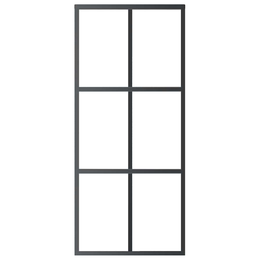 Vidaxl Schiebetür 90x205 cm ESG -Glas und Aluminiumschwarz