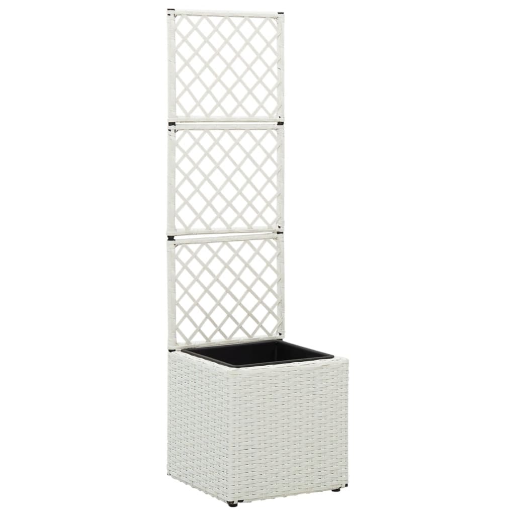 Vidaxx Spalier-Pflanzgefäß erhöht mit 1 Topf 30x30x107 cm Rattan weiß