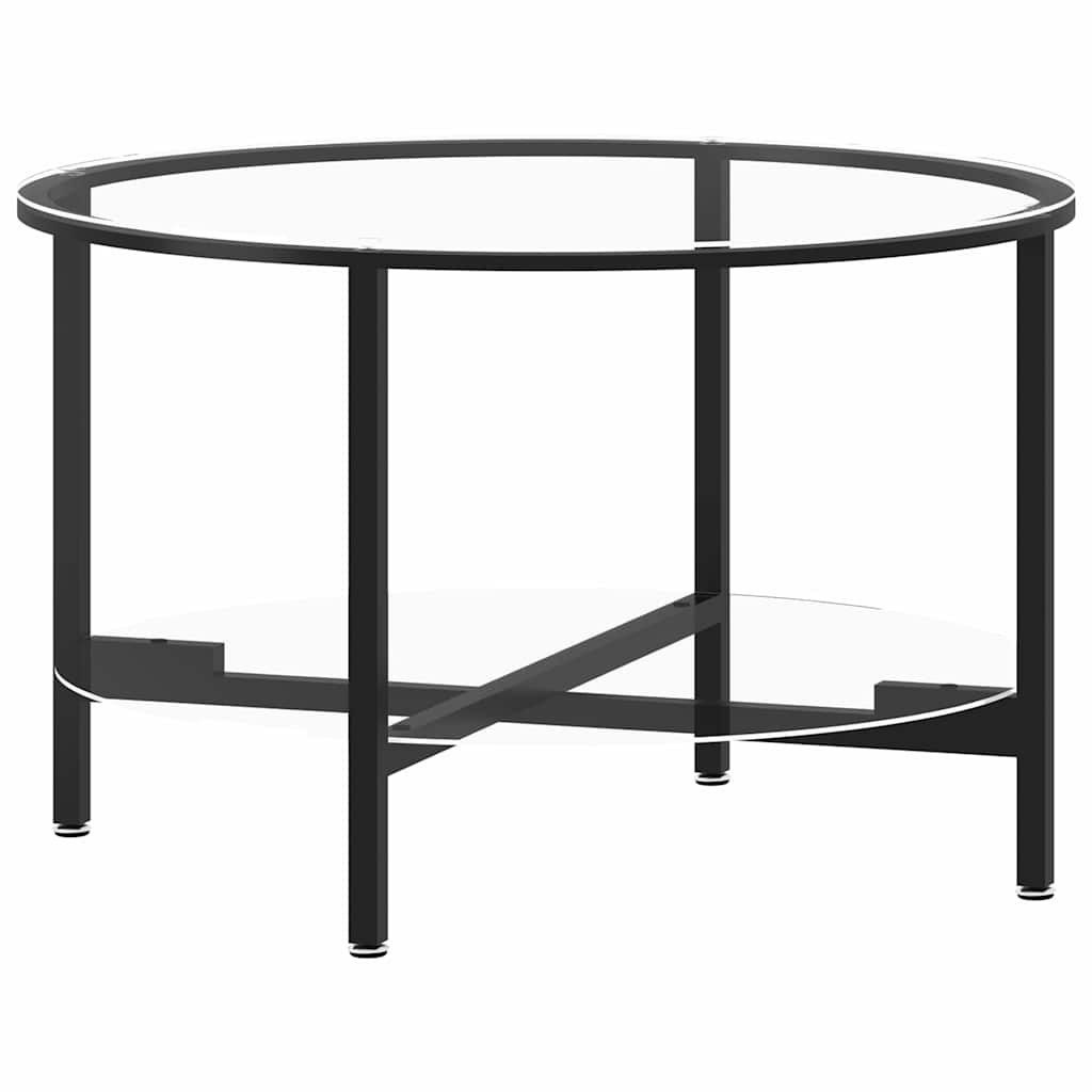 Vidaxl salontafel 70 cm gehard glas zwart en transparant
