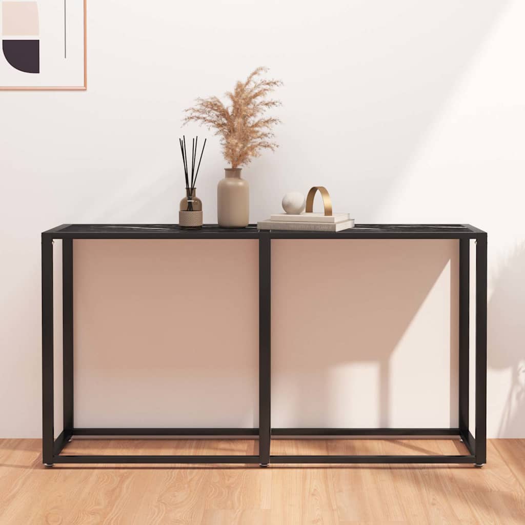 Vidaxl wandtafel 140x35x75,5 cm gehard glas zwartmarmerkleurig