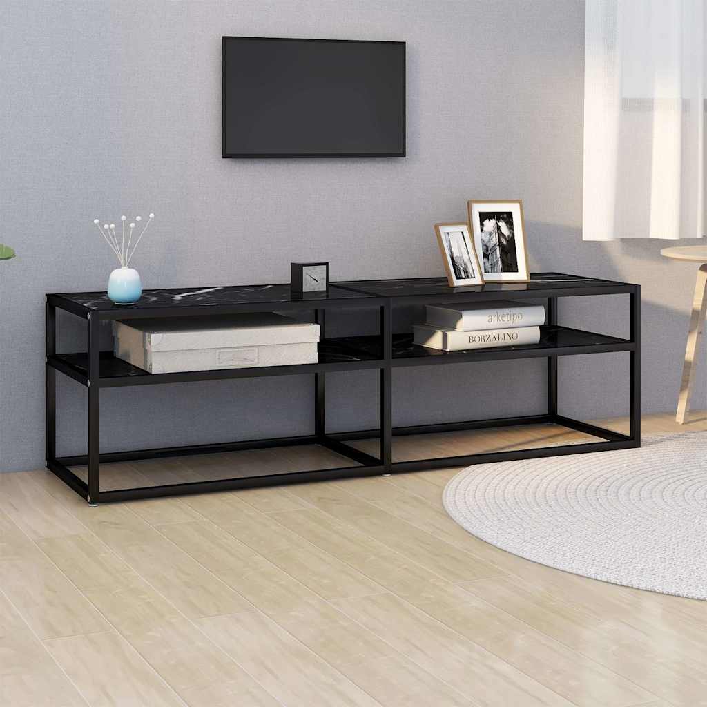Vidaxl tv-meubel 140x40x40,5 cm gehard glas zwartmarmerkleurig
