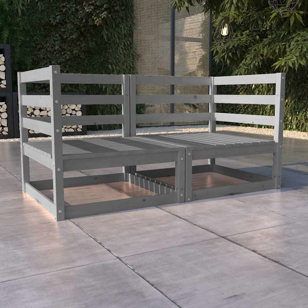 Vidaxl tuinbank 2-zits massief grenenhout grijs
