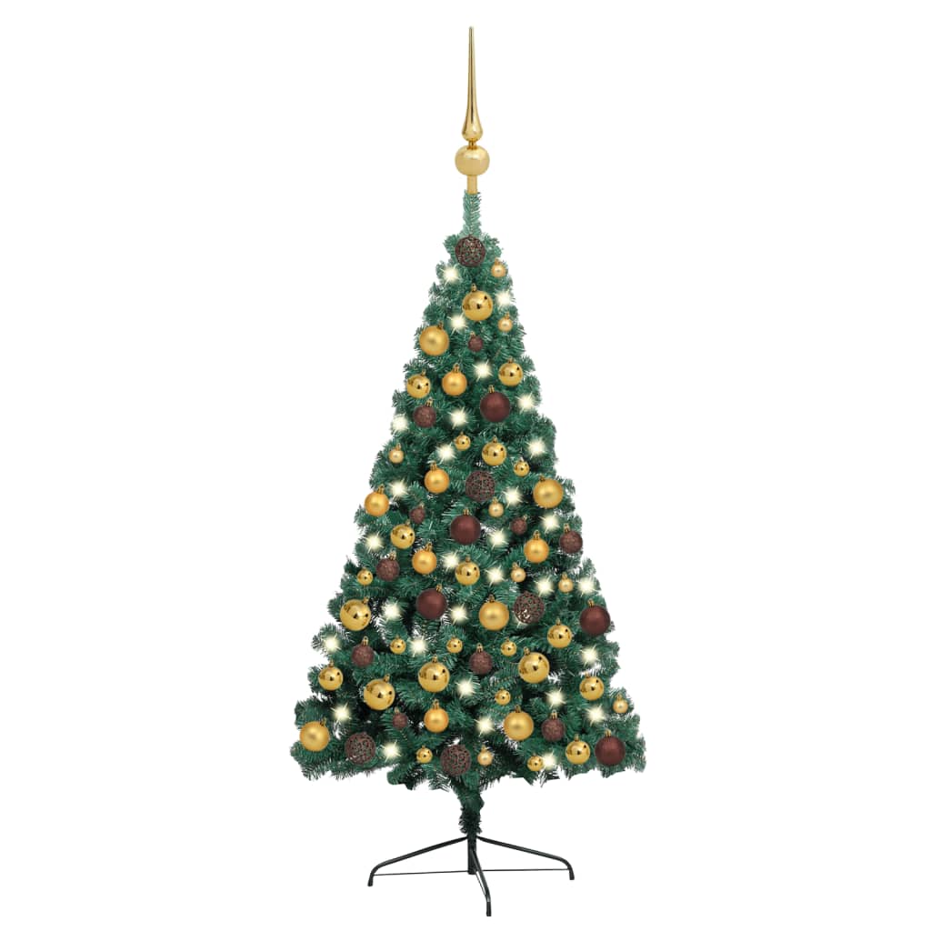 Vidaxl Kunstkerstboom mit Beleuchtung und Weihnachtsbällen bei halb 150 cm grün