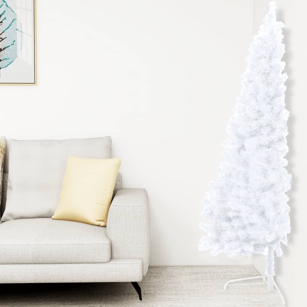 Vidaxl Kunstkerstboom mit Beleuchtung und Weihnachtsbällen halb 240 cm weiß