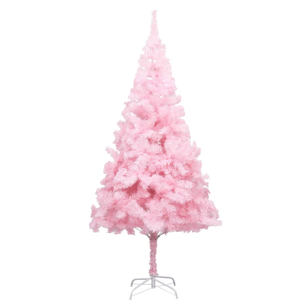 Vidaxl Kunstkerstboom mit Beleuchtung und Weihnachtskugeln 210 cm PVC Pink