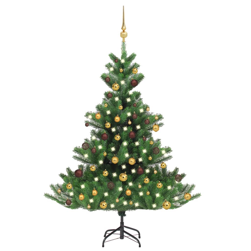 Vidaxl Kunstkerstboom Nordmann mit LEDs und Weihnachtsbällen 120 cm Grün