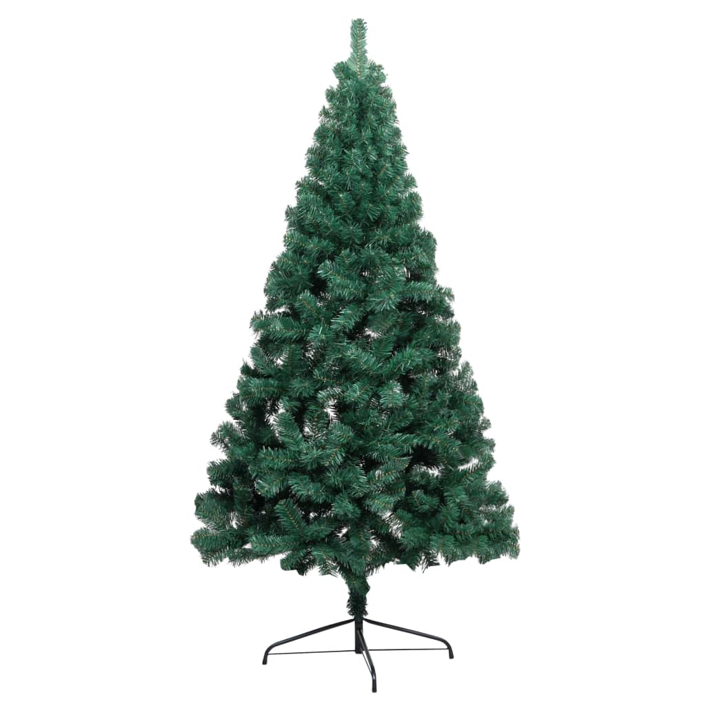 Vidaxl Kunstkerstboom mit Beleuchtung und Weihnachtsbällen halb nach 210 cm Grün