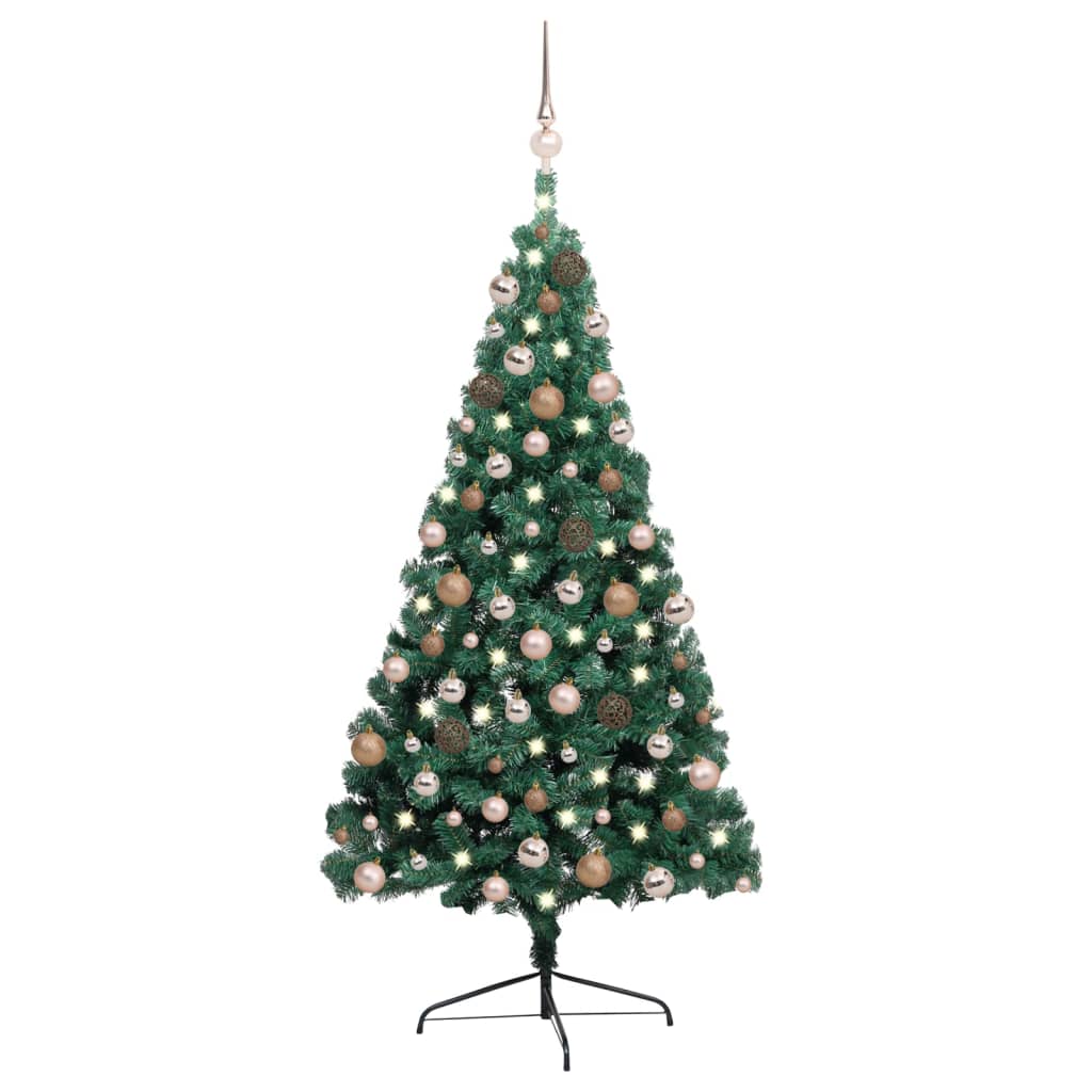 Vidaxl Kunstkerstboom mit Beleuchtung und Weihnachtsbällen halb 240 cm Grün