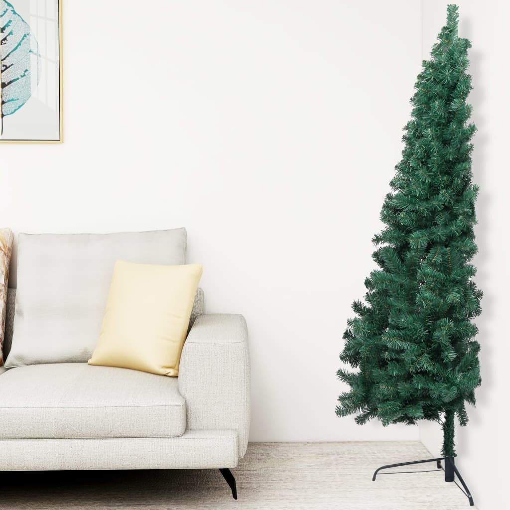 Vidaxl Kunstkerstboom mit Beleuchtung und Weihnachtsbällen halb 240 cm Grün