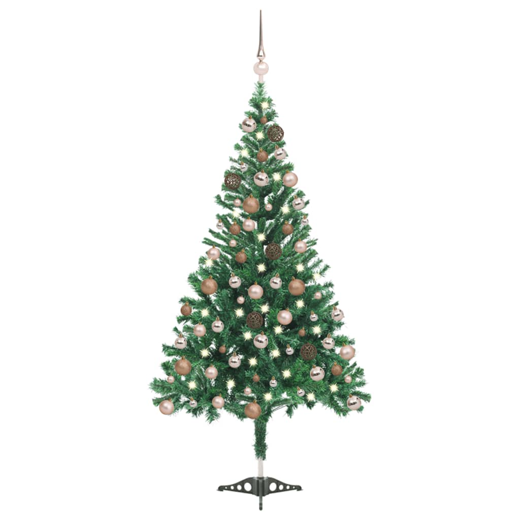 Vidaxl Kunstkerstboom mit Beleuchtung und Weihnachtskugeln 230 Zweige 120 cm
