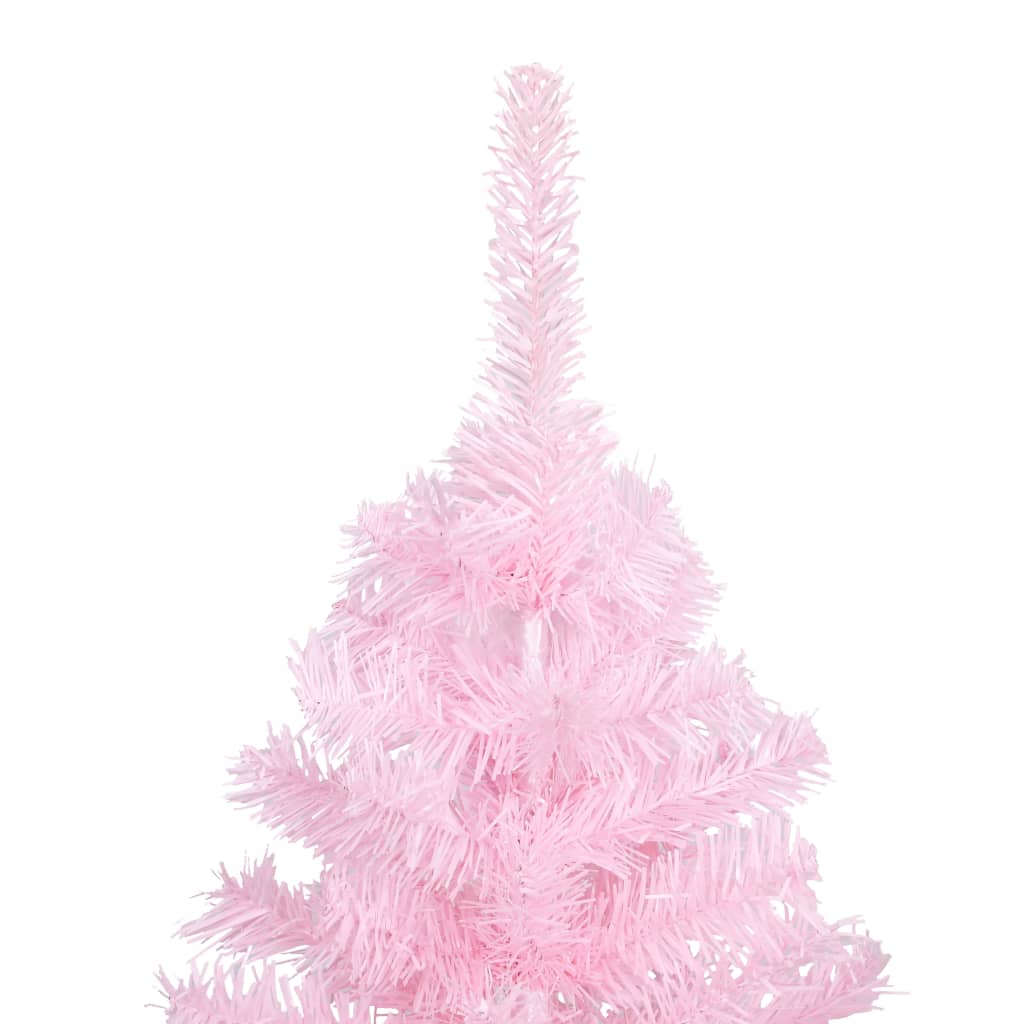 Vidaxl Kunstkerstboom mit Beleuchtung und Weihnachtskugeln 150 cm PVC Pink