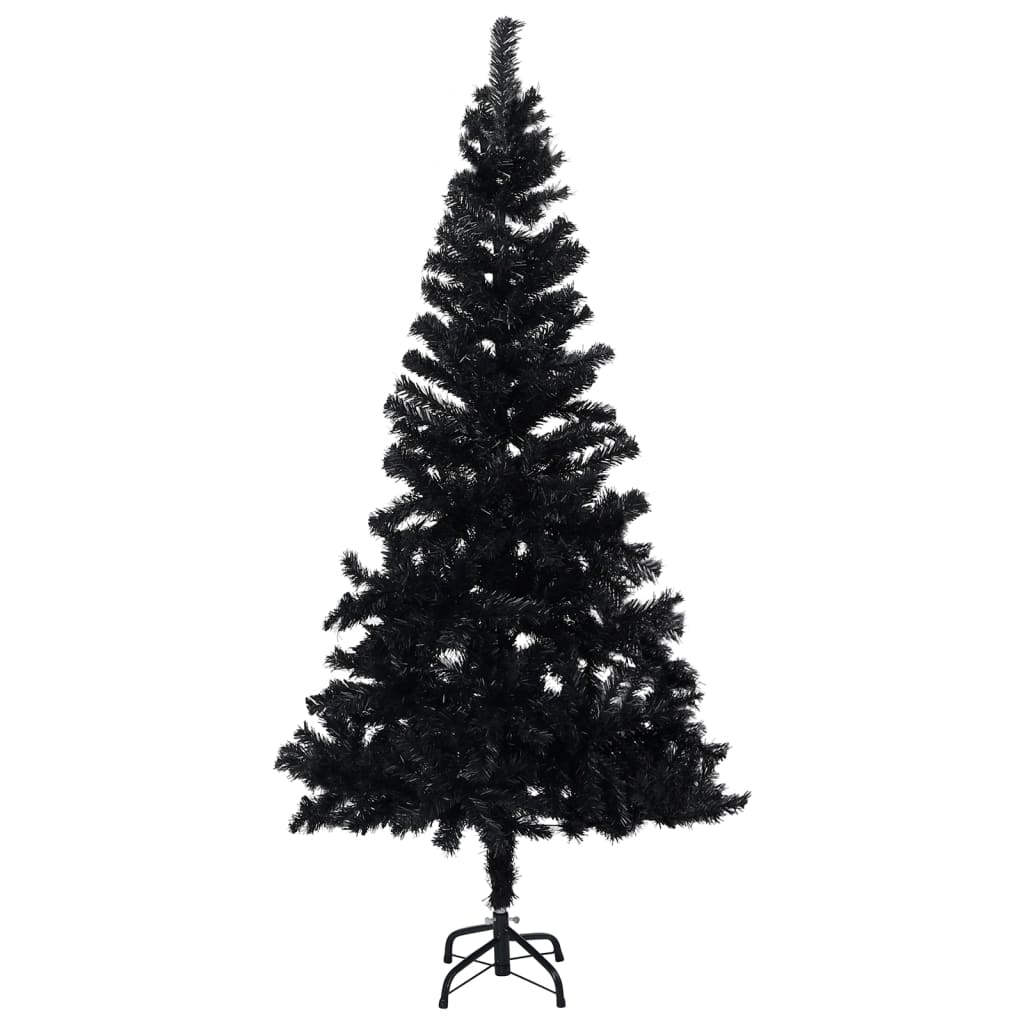 Vidaxl Kunstkerstboom mit Beleuchtung und Weihnachtskugeln 150 cm PVC Schwarz