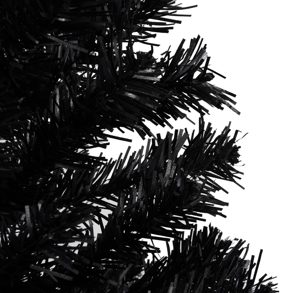 Vidaxl Kunstkerstboom mit Beleuchtung und Weihnachtskugeln 240 cm PVC Schwarz