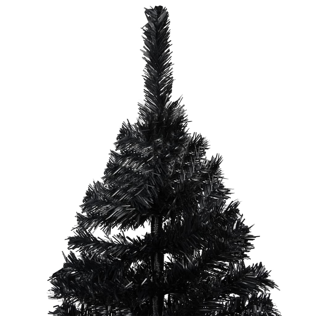 Vidaxl Kunstkerstboom mit Beleuchtung und Weihnachtskugeln 240 cm PVC Schwarz