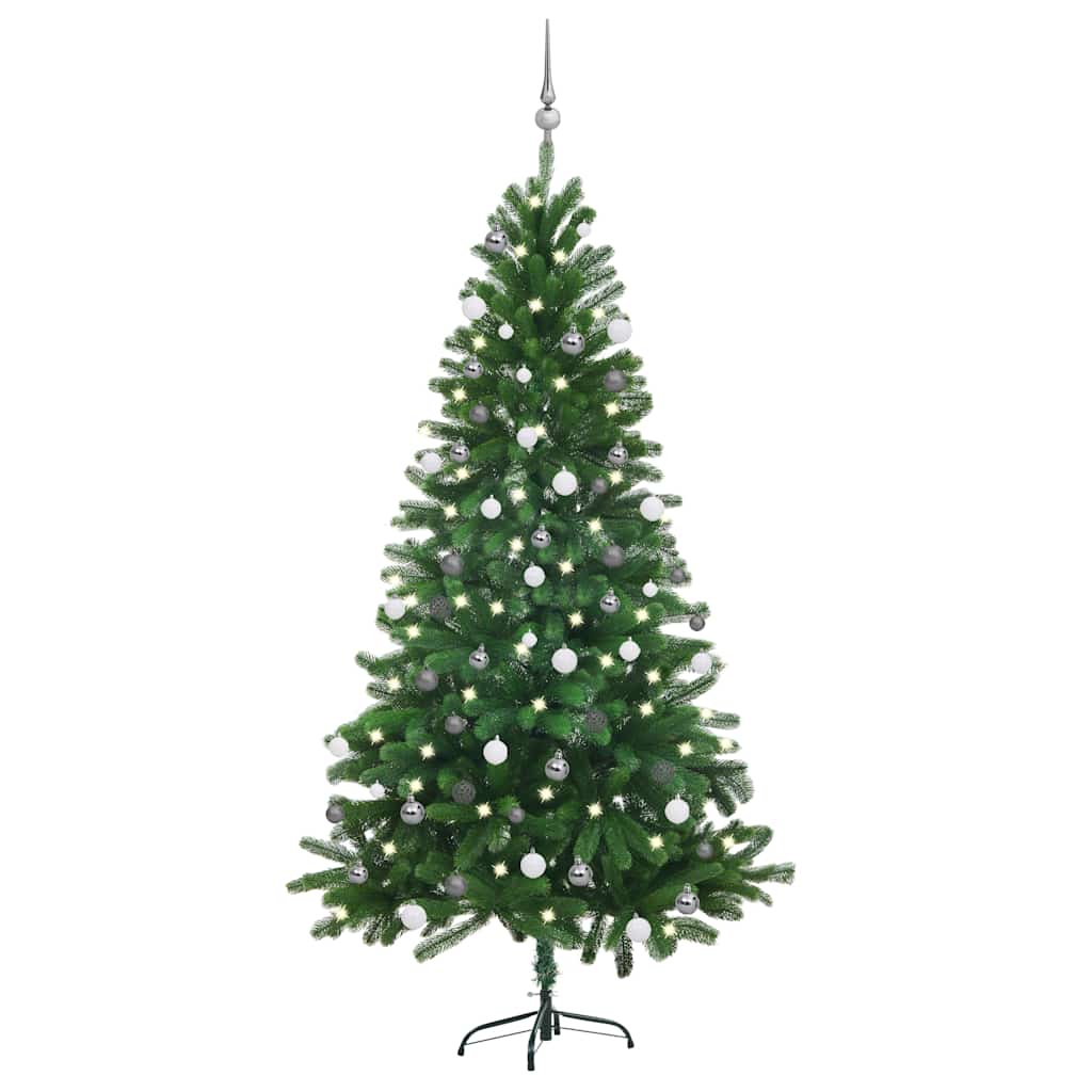 Vidaxl Kunstkerstboom mit Beleuchtung und Weihnachtsbällen 180 cm Grün