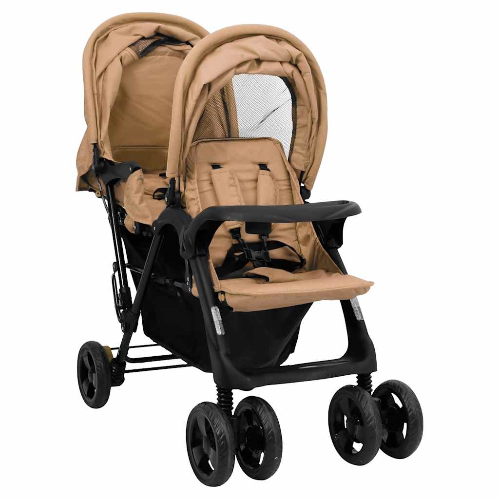 Vidaxl Twin Childem Tandem Staal Taupe