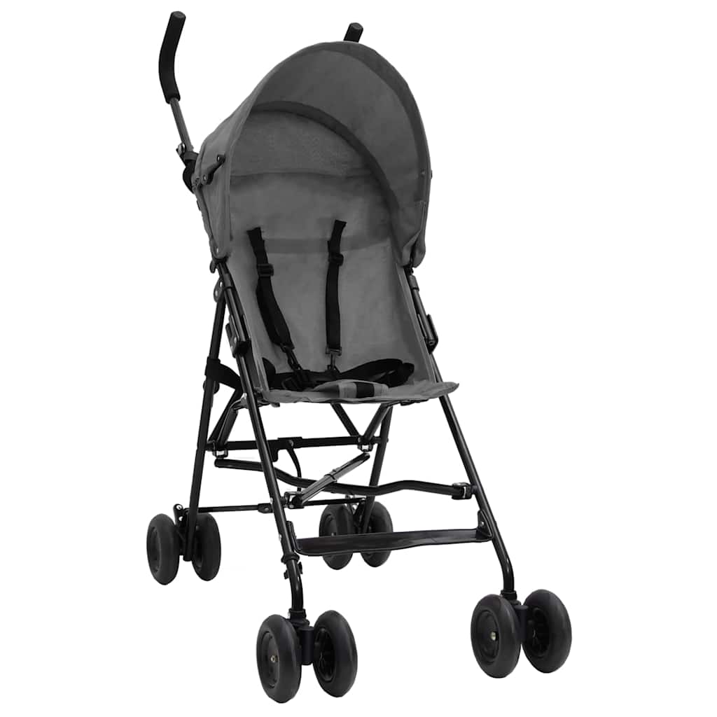 Vidaxl Kinderbuggy Stahl hellgrau und schwarz