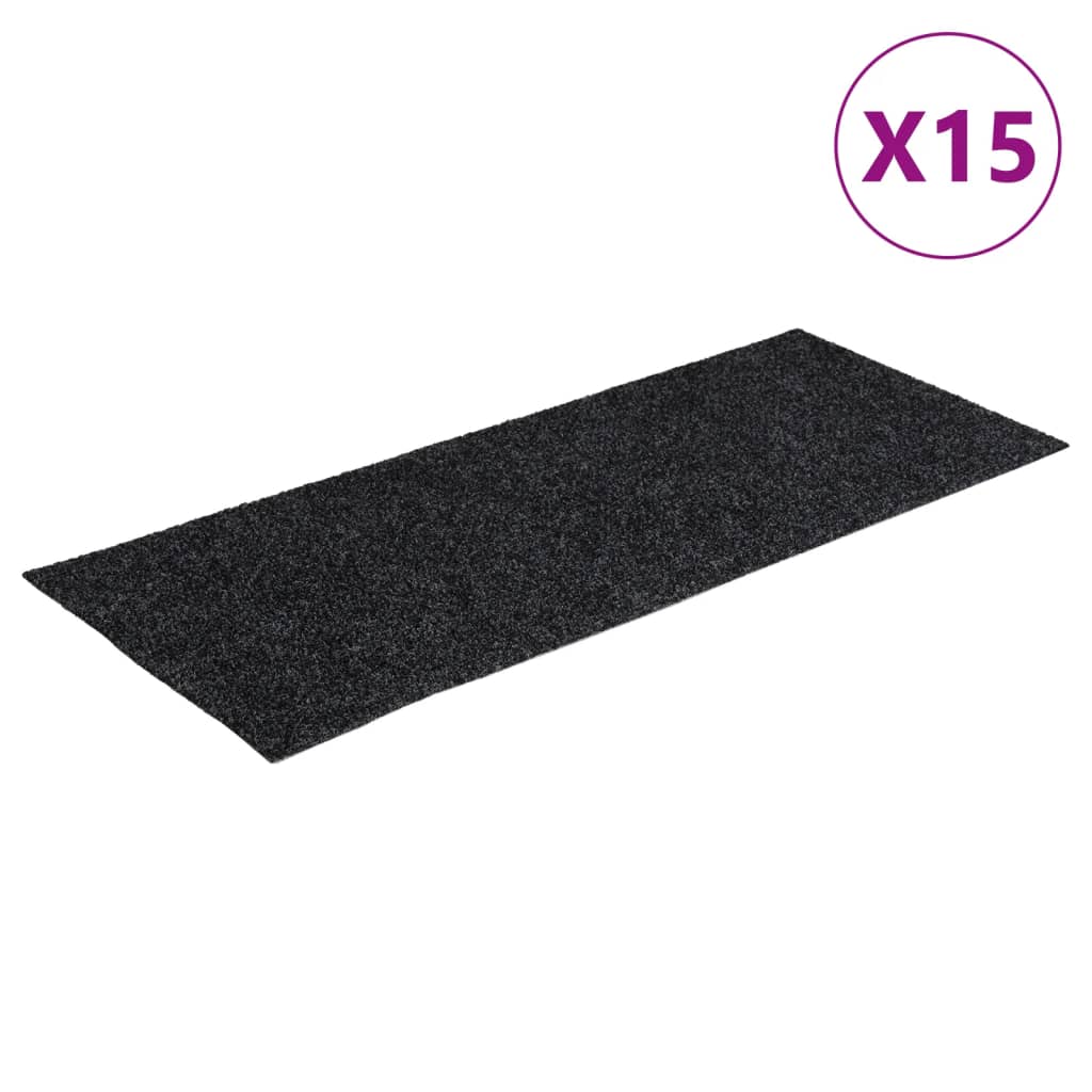 Vidaxl -Treppenmatten selbstadhäsiv 15 Teile 60x25 cm grau rechteckig