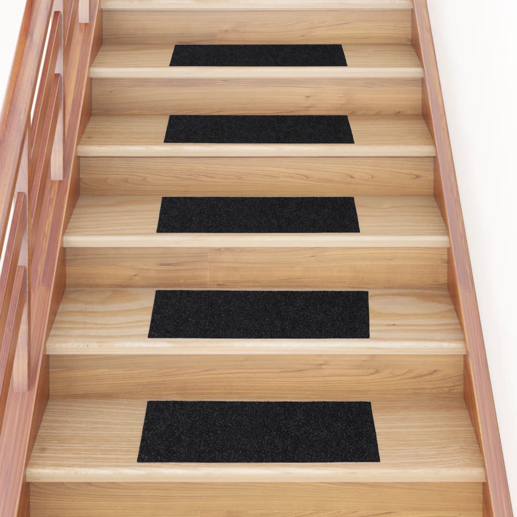 Vidaxl -Treppenmatten selbstadhäsiv 15 Teile 60x25 cm Schwarz Rechteck