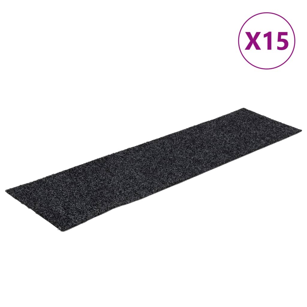 Vidaxl -Treppenmatten Selbstadhäsiv 15 Teile 76x20 cm grau rechteckig
