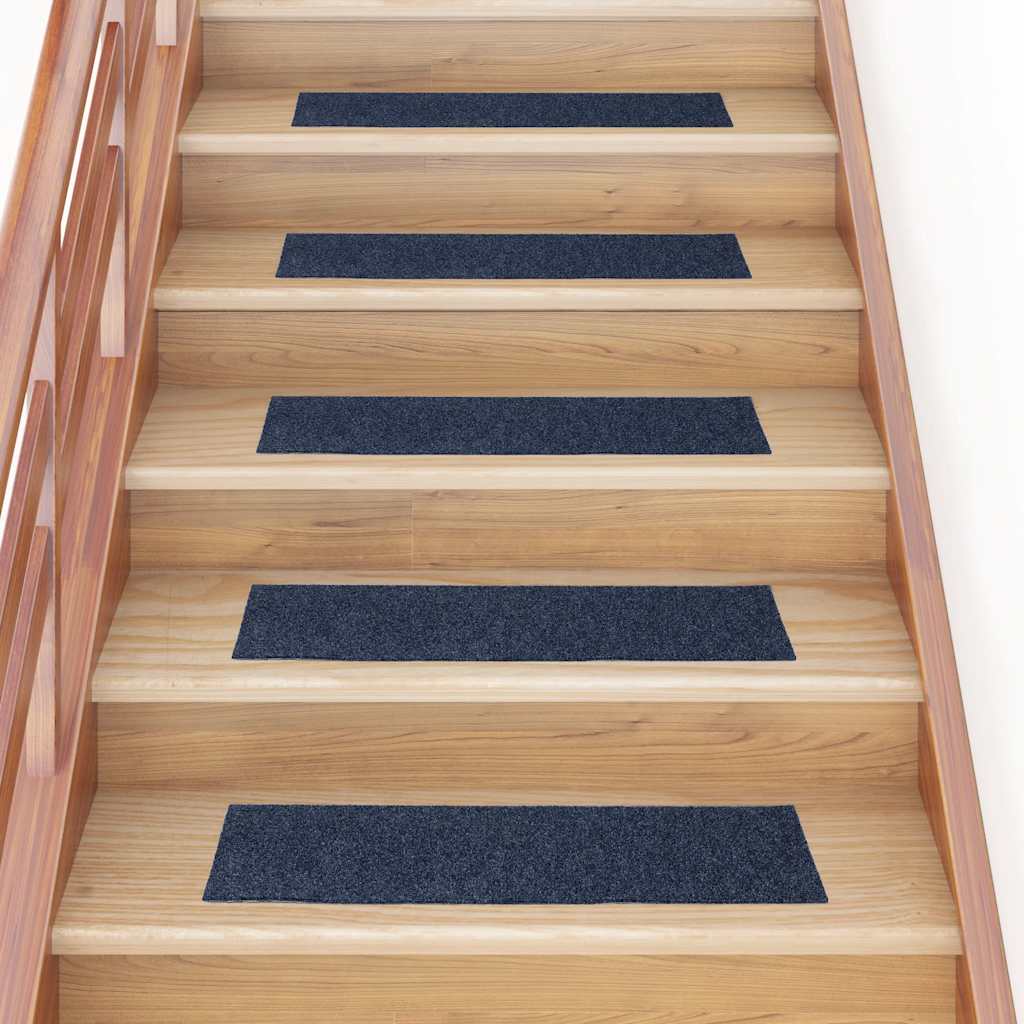 Vidaxl -Treppenmatten Selbstadhäsiv 15 Stücke 76x20 cm grau blau rechteckig