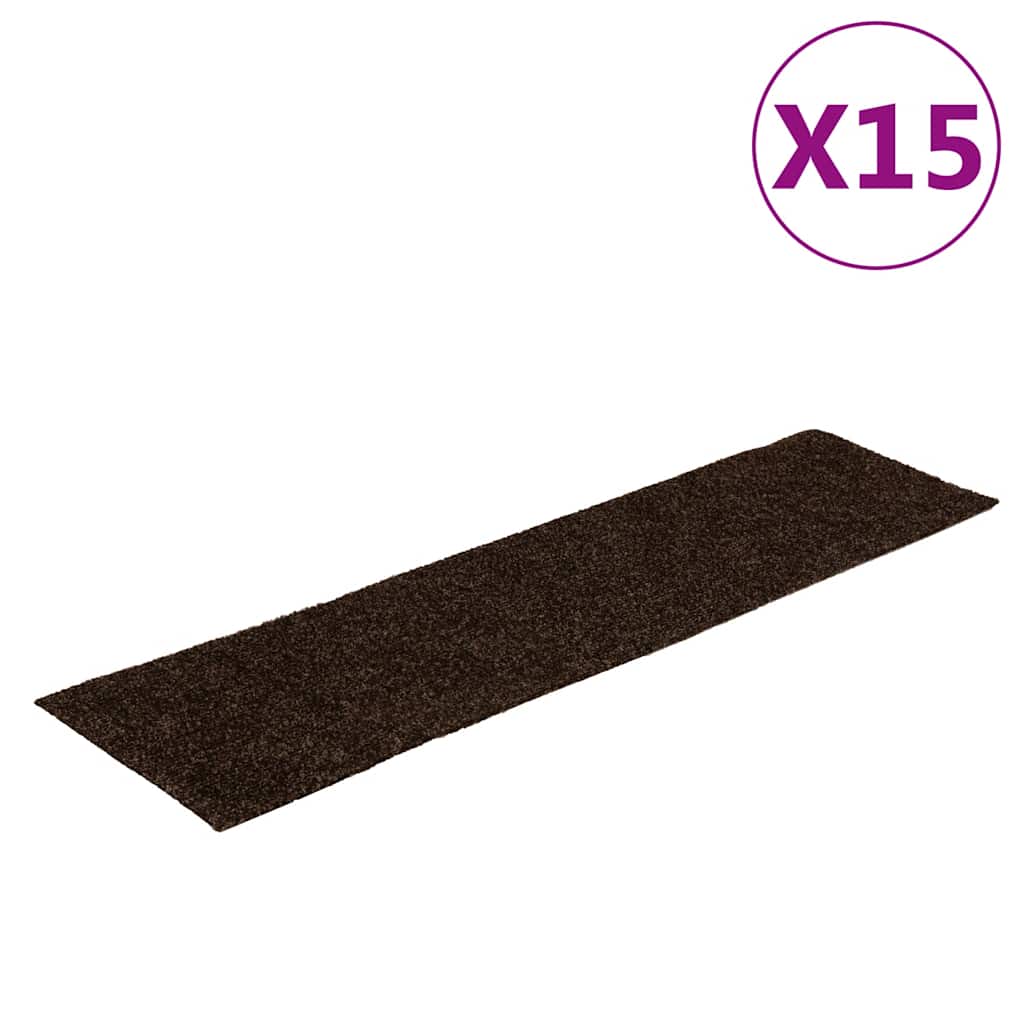 Vidaxl Treppenmatten selbstadhäsiv 15 Teile 76x20 cm braun rechteckig