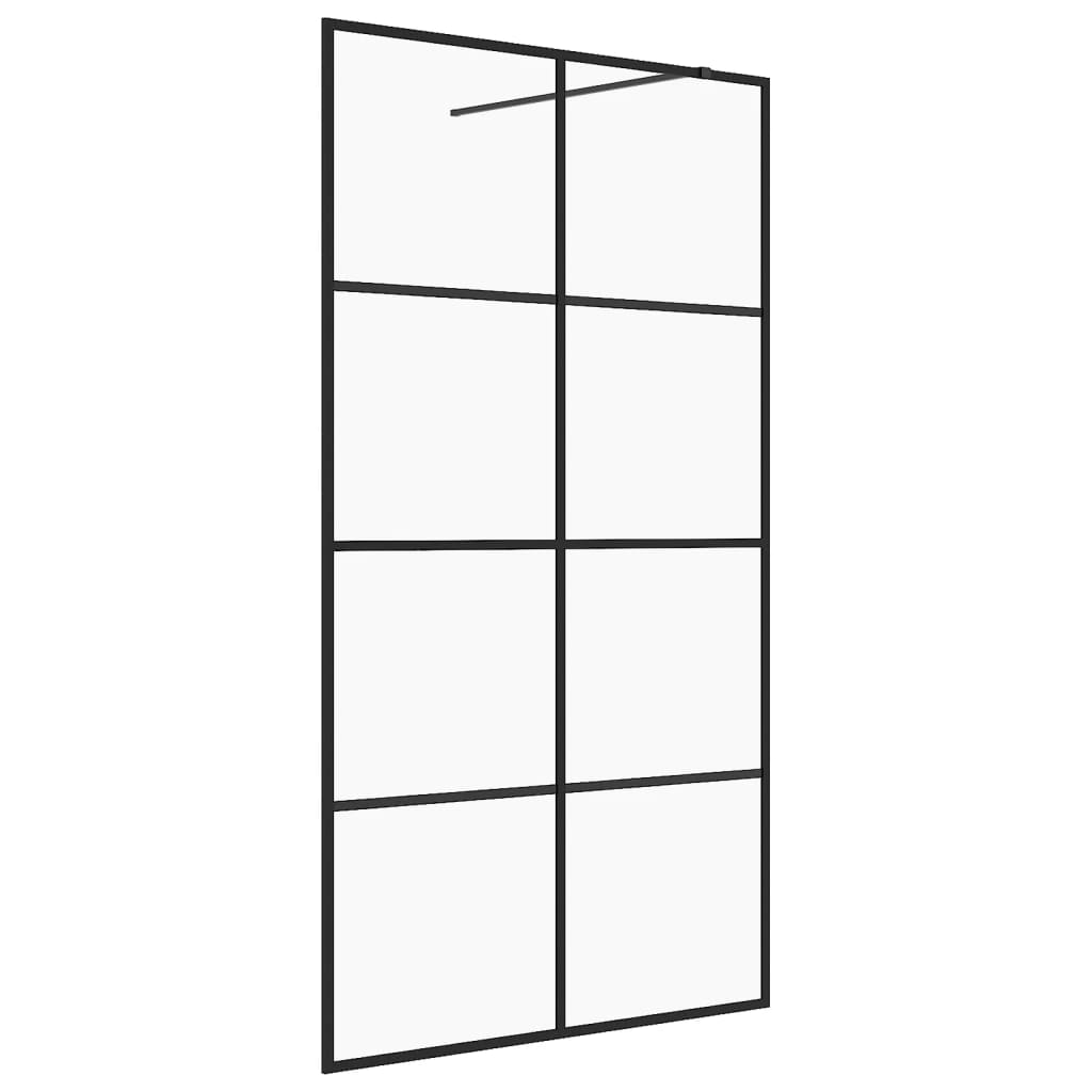 Vidaxl begehete Duschwand 140x195 cm ESG-Glas transparent und schwarz