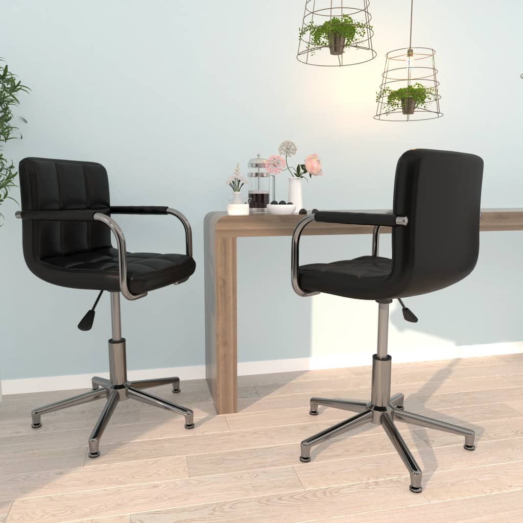 Vidaxl eetkamerstoelen draaibaar 2 st kunstleer zwart