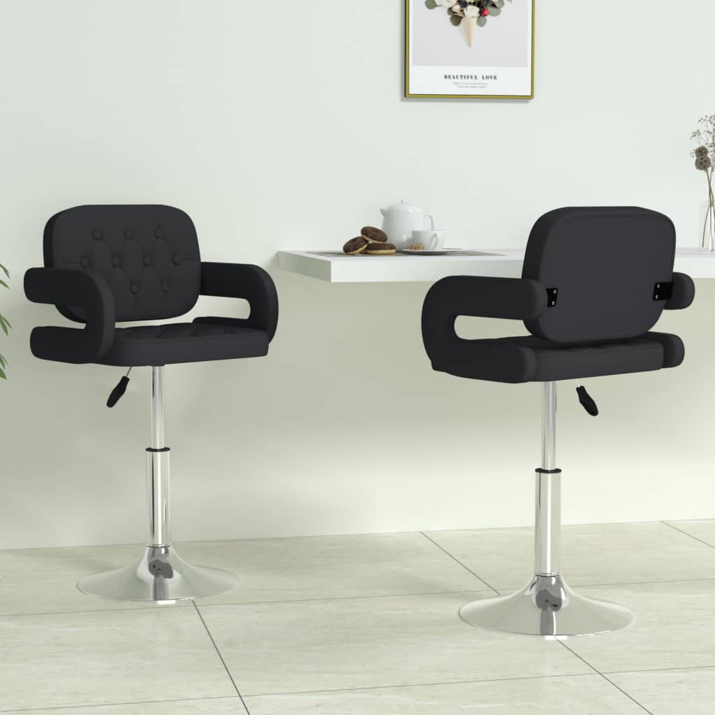 Vidaxl eetkamerstoelen draaibaar 2 st kunstleer zwart