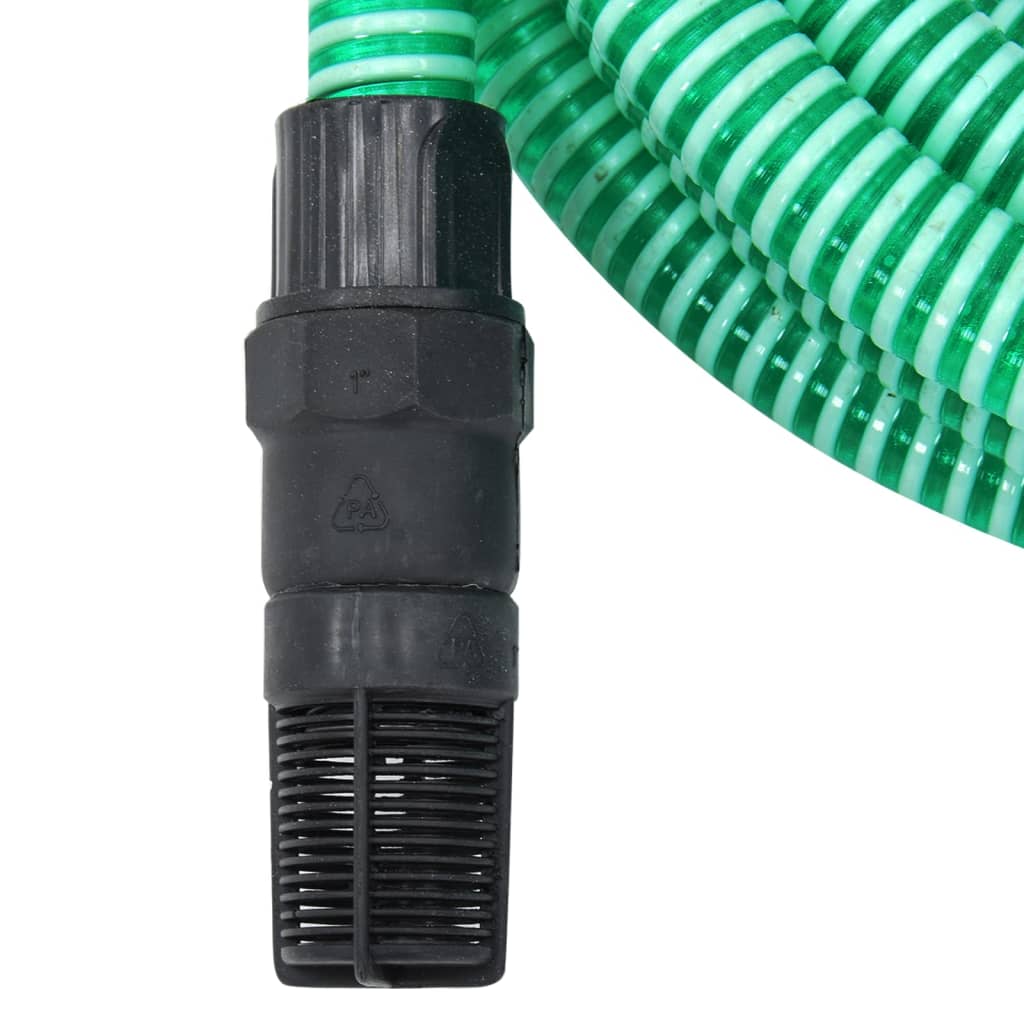 Vidaxl -Saugschlauch mit PVC -Kopplungen 1,1 '' 10 m PVC Grün