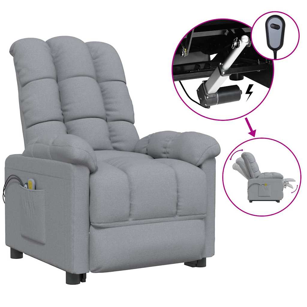 Vidaxl massagestoel elektrisch stof lichtgrijs