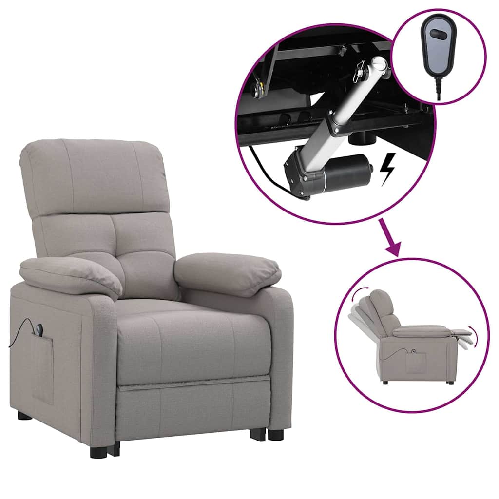 Vidaxl fauteuil verstelbaar elektrisch stof taupe