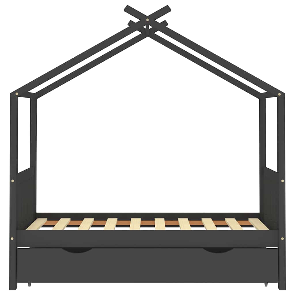 Vidaxl kinderbedframe met lade grenenhout donkergrijs 80x160 cm