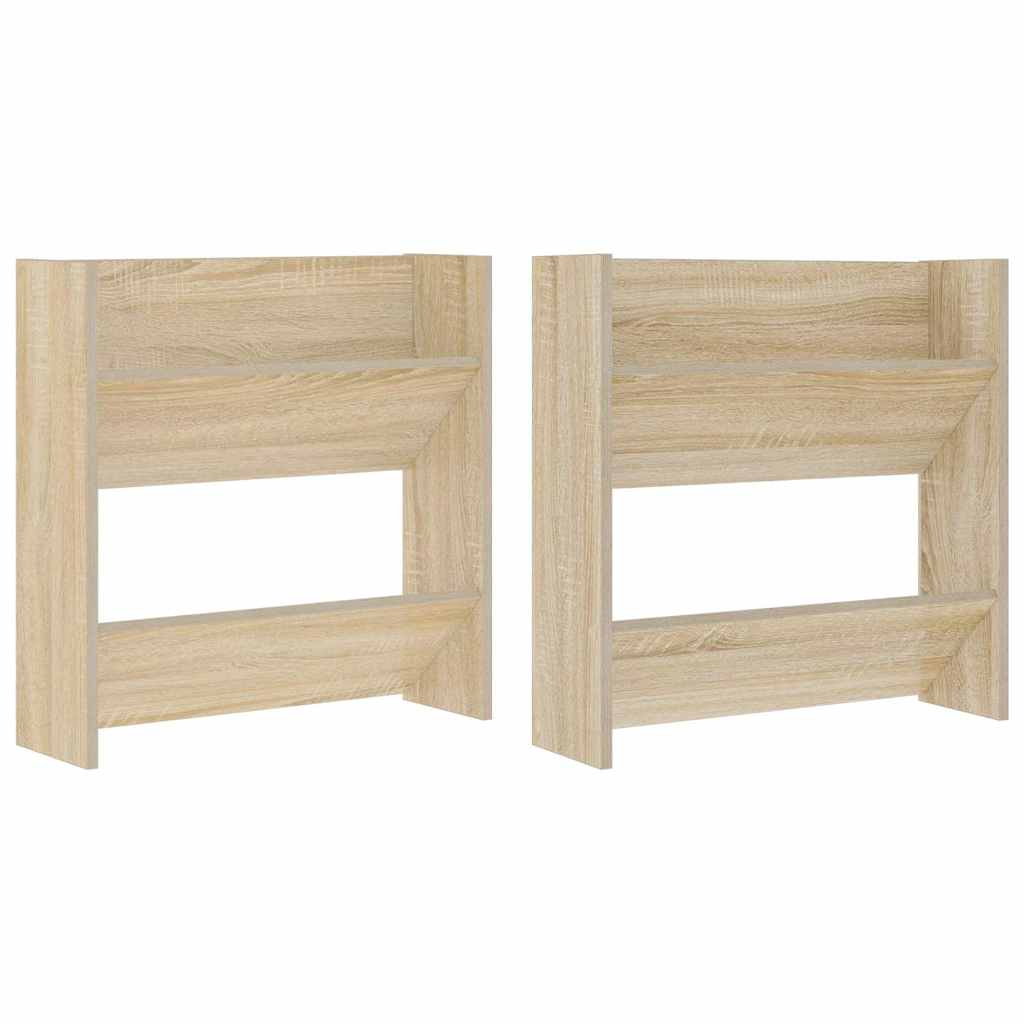 Vidaxl wandschoenenkasten 2 st 60x18x60 cm spaanplaat sonoma eiken