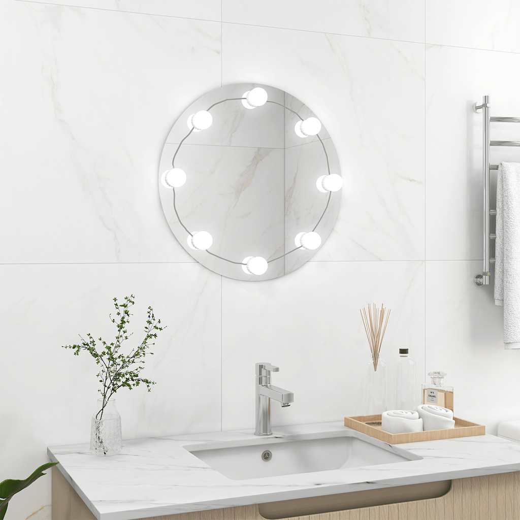 Vidaxl -Wandspiegel mit LED -Lampen um Glas