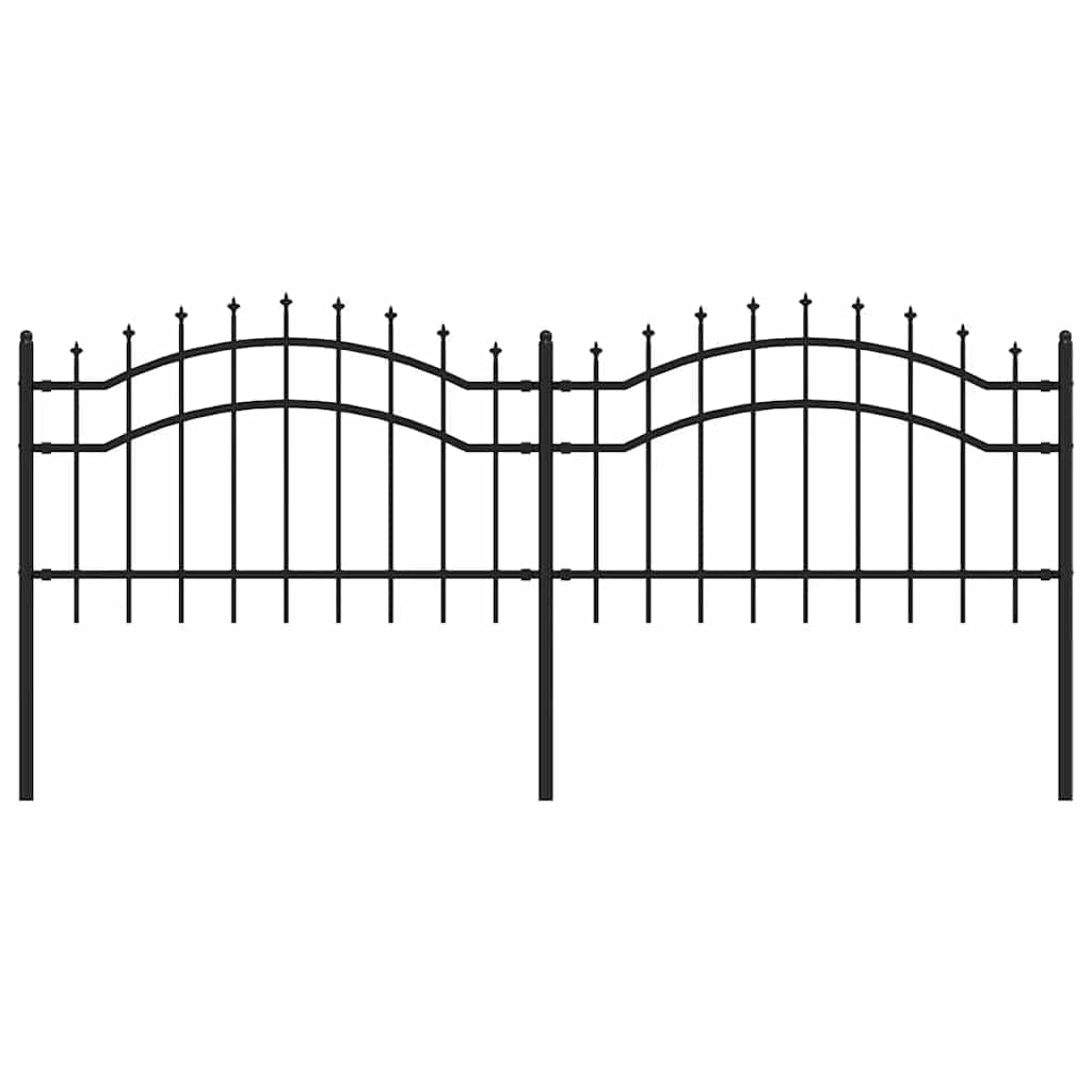 VidaXL Gartenzaun mit Stabenden 115 cm schwarz pulverbeschichteter Stahl