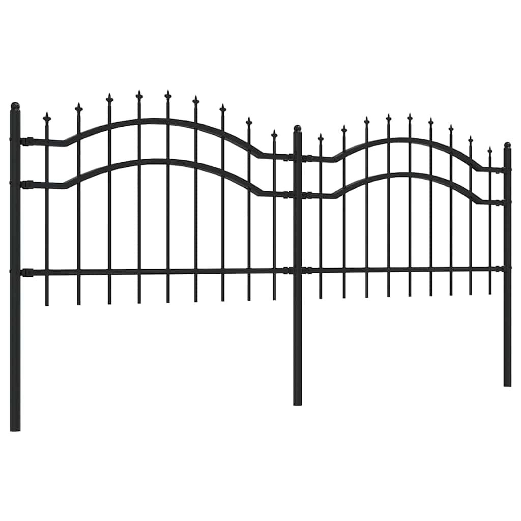 VidaXL Gartenzaun mit Stabenden 115 cm schwarz pulverbeschichteter Stahl