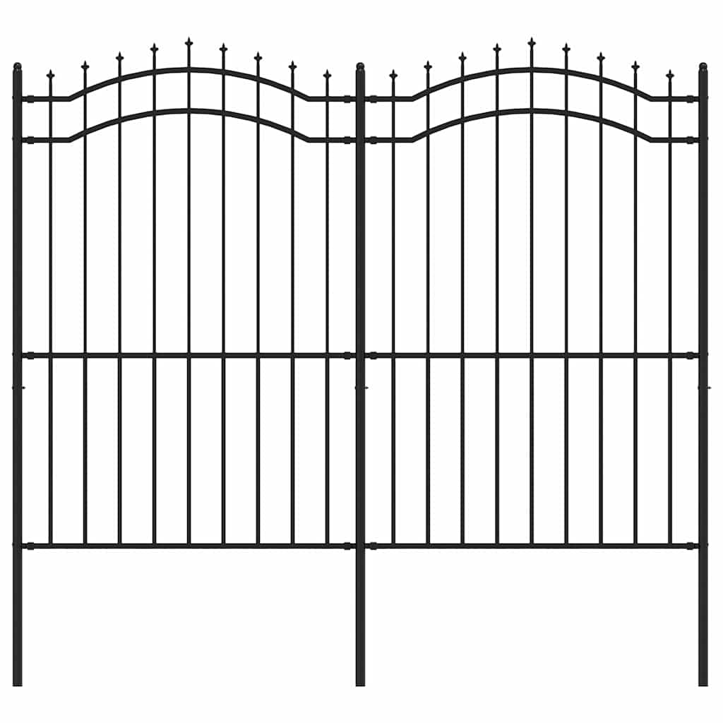 VidaXL Gartenzaun mit Stabenden 222 cm schwarz pulverbeschichteter Stahl