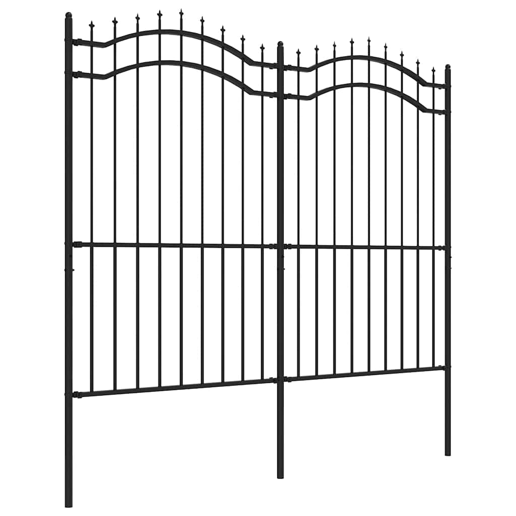 VidaXL Gartenzaun mit Stabenden 222 cm schwarz pulverbeschichteter Stahl