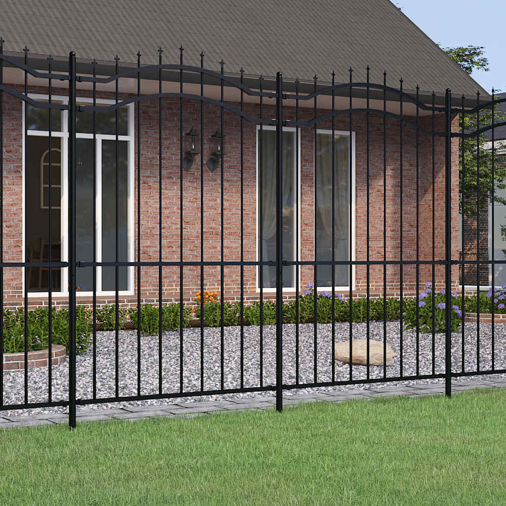 VidaXL Gartenzaun mit Stabenden 222 cm schwarz pulverbeschichteter Stahl