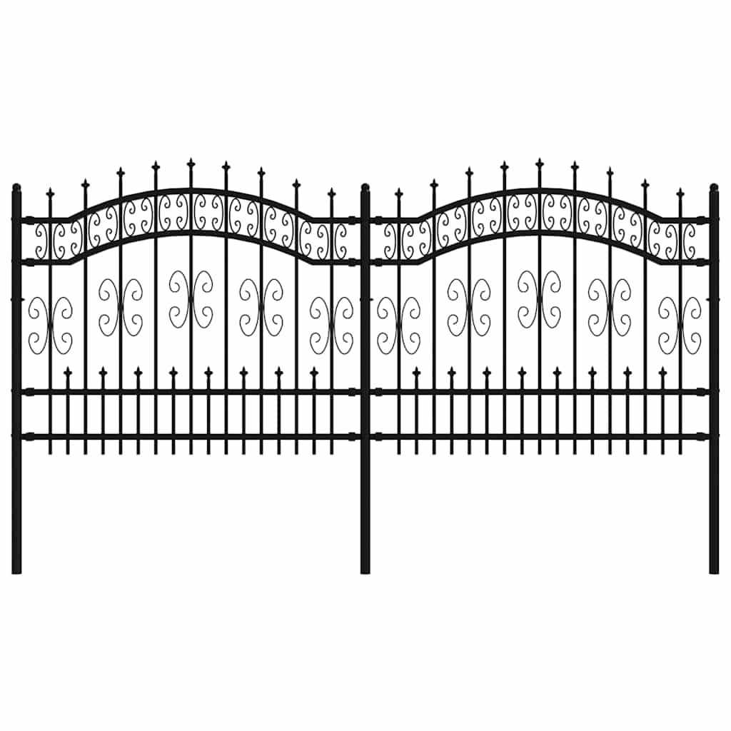 VidaXL Gartenzaun mit Stabenden 140 cm schwarz pulverbeschichteter Stahl