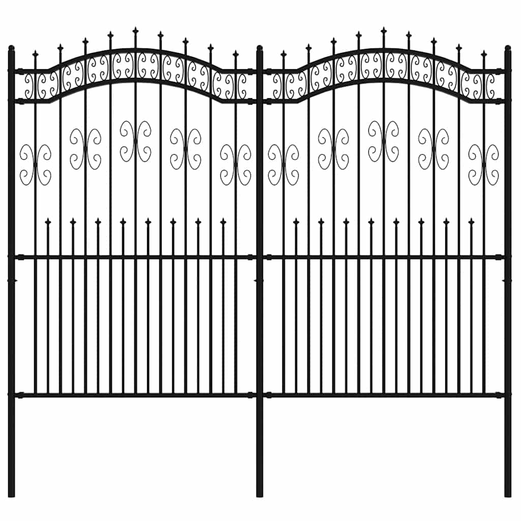 Vidaxxl Gartenzaun mit Stabenden 222 cm schwarz pulverbeschichteter Stahl