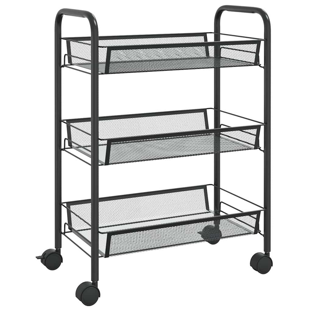 Vidaxl keukentrolley 3-laags 46x26x64 cm ijzer zwart