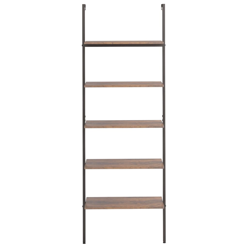 Vidaxl ladderrek met 5 schappen 64x35x185 cm donkerbruin en zwart