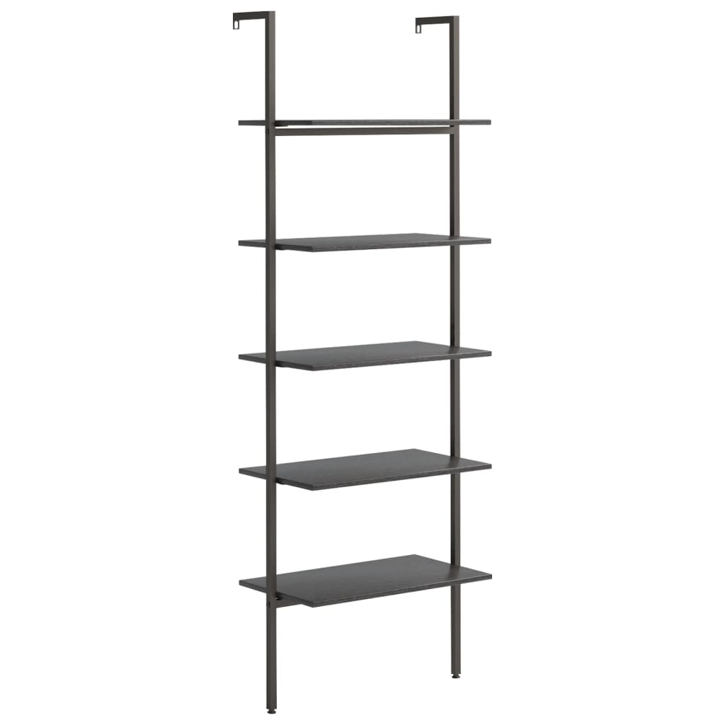 Vidaxl ladderrek met 5 schappen 64x35x185 cm zwart